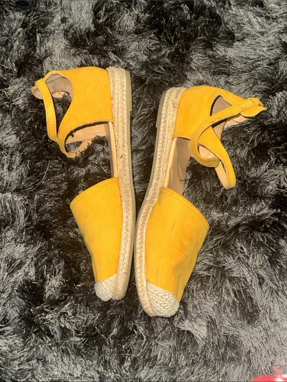 GUESS Yellow Suede Espadrille Ankle-Strap Wedges